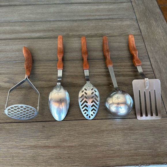 Vintage CUTCO Stainless Steel Wood Handle Utensil Set Made in USA – Lot of 5 - Picture 2 of 6